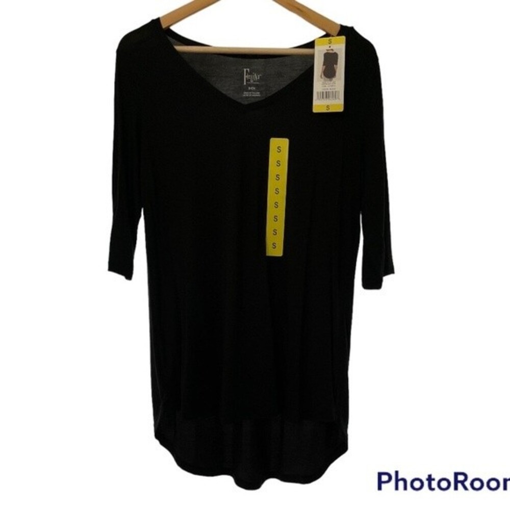 Felina 3/4 Sleeve Oversized Relaxed Fit Hi Low Top Black Size Small Loungewear